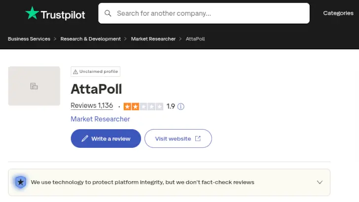 Attapoll Trustpilot