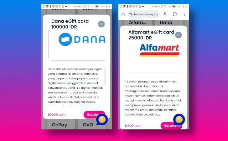 minimum penarikan Toluna