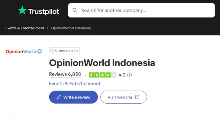 Opinion World di Trustpilot