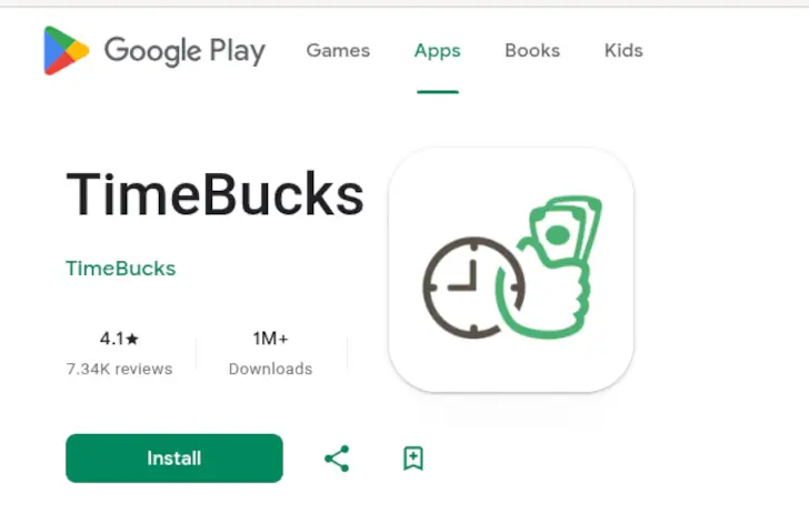 Timebucks di Google Play Store