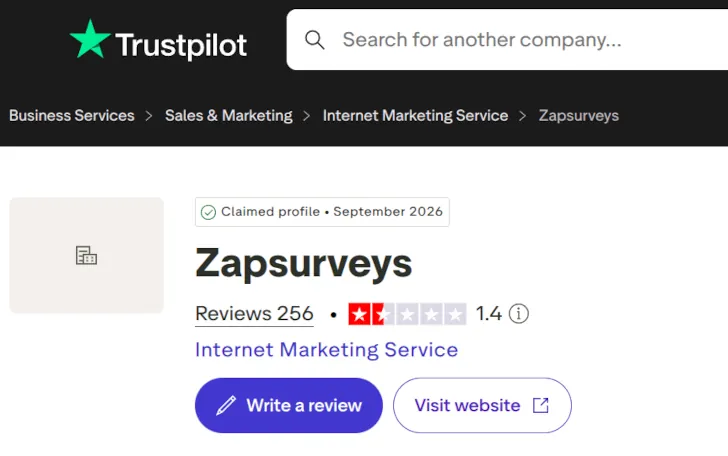 zap surveys di trustpilot